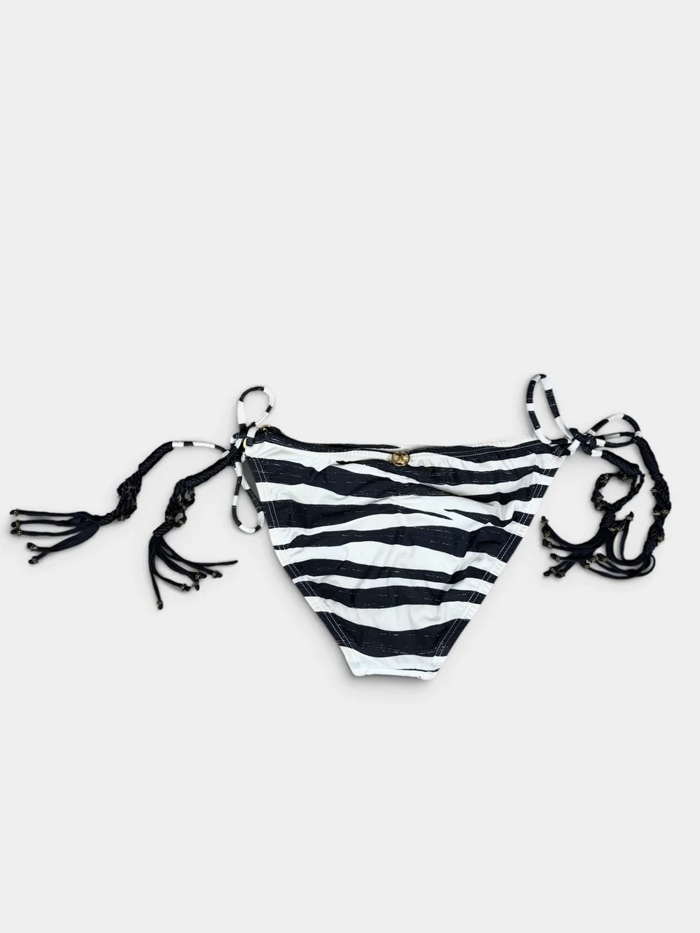 NWT Vix Paula Hermanny Zebra Stripe Side Tie Bikini Bottoms Size S